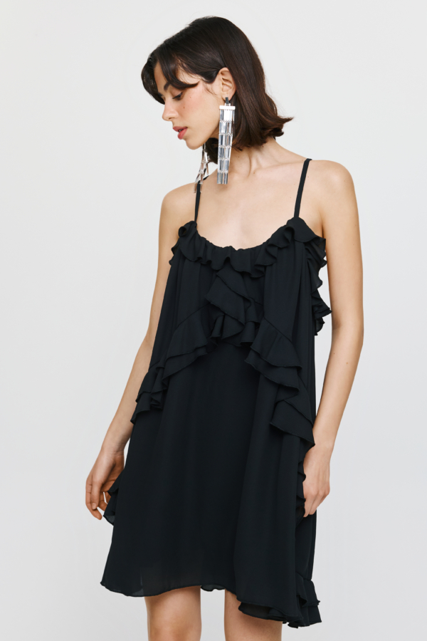 Rafaela (Black) - Mini φόρεμα με βολάν