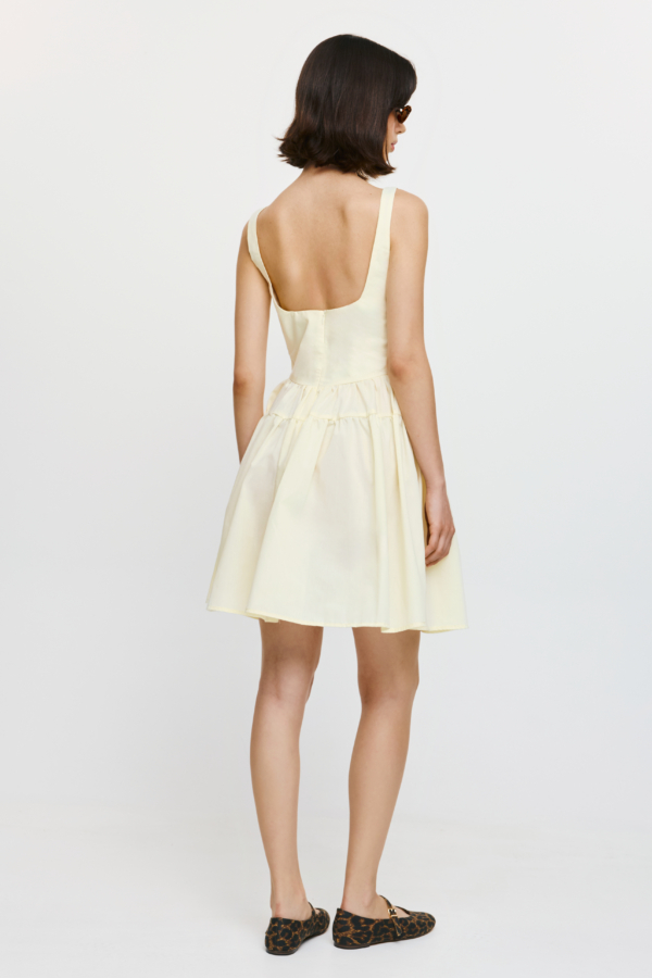 Deppie Mini (Yellow) - Ρομαντικό φόρεμα με τετράγωνο ντεκολτέ - Image 4