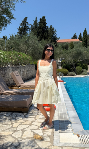 Deppie Mini (Yellow) – Ρομαντικό φόρεμα με τετράγωνο ντεκολτέ